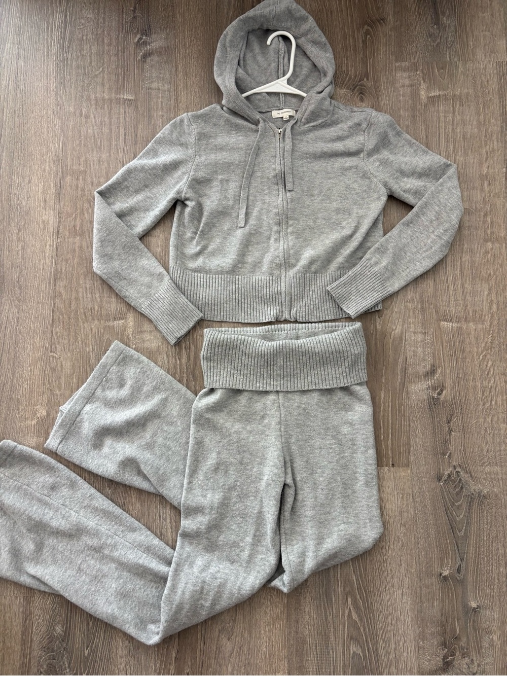 Gray Knit Hoodie and Pants Set